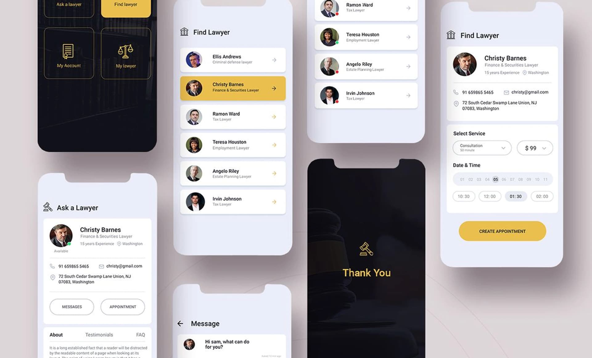 LegalConnect screens