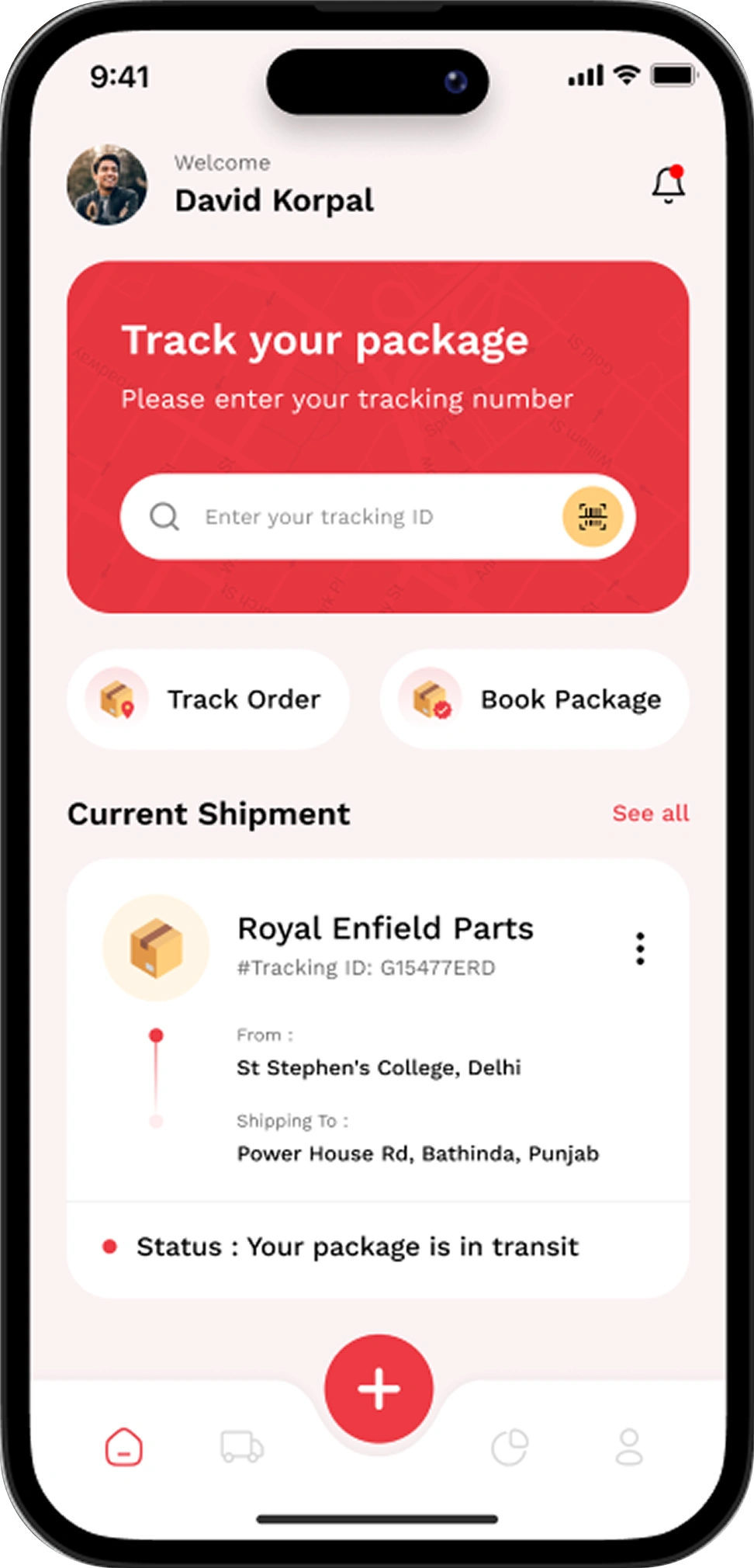 Customer-Facing Courier App UI